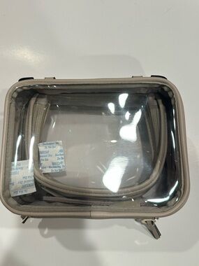 Calpak Clear Cosmetic Bag with Taupe Trim